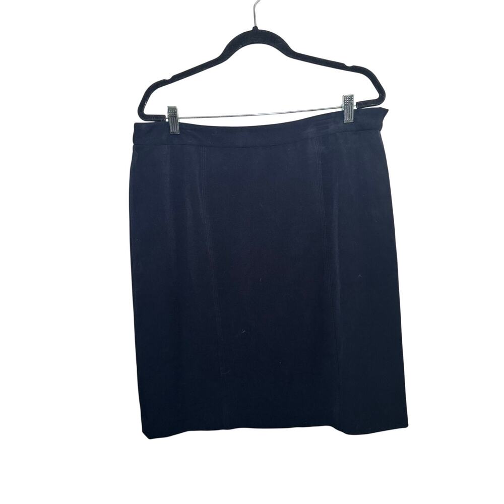 Villager Stretch Navy Side Zip Pencil Skirt Size 16 – Classic Workwear